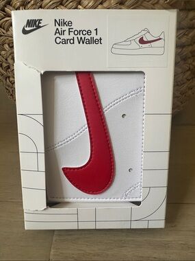 Nike Card Wallet in White with Red Swoosh